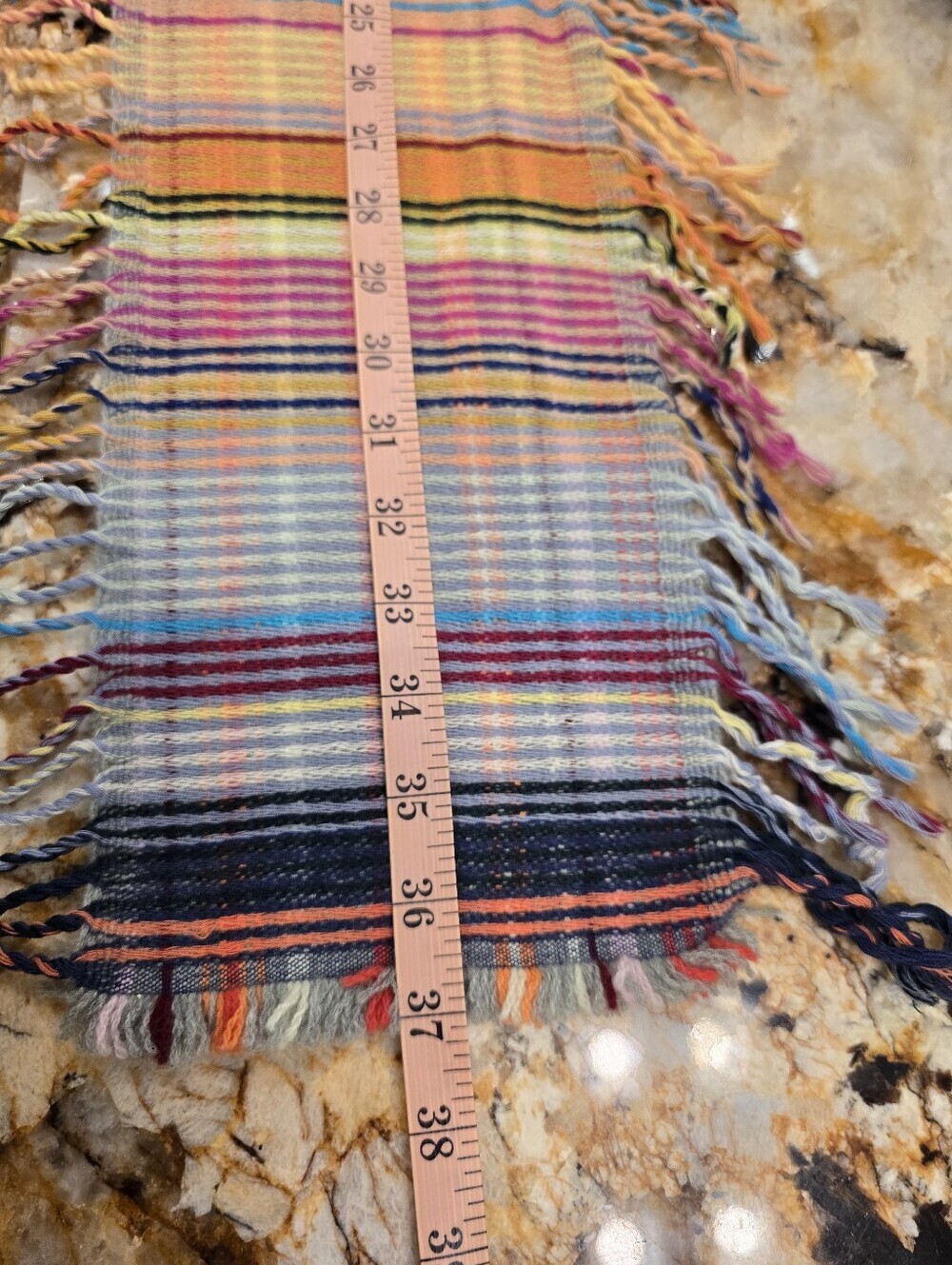 Wallace & Sewell handwoven multicolored striped scarf With fringe Wool Cashmere - Picture 9 of 9